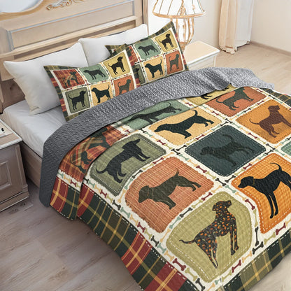 Shineful All Season Quilt 3-Piece Set Rottweiler Silhouette Cozy