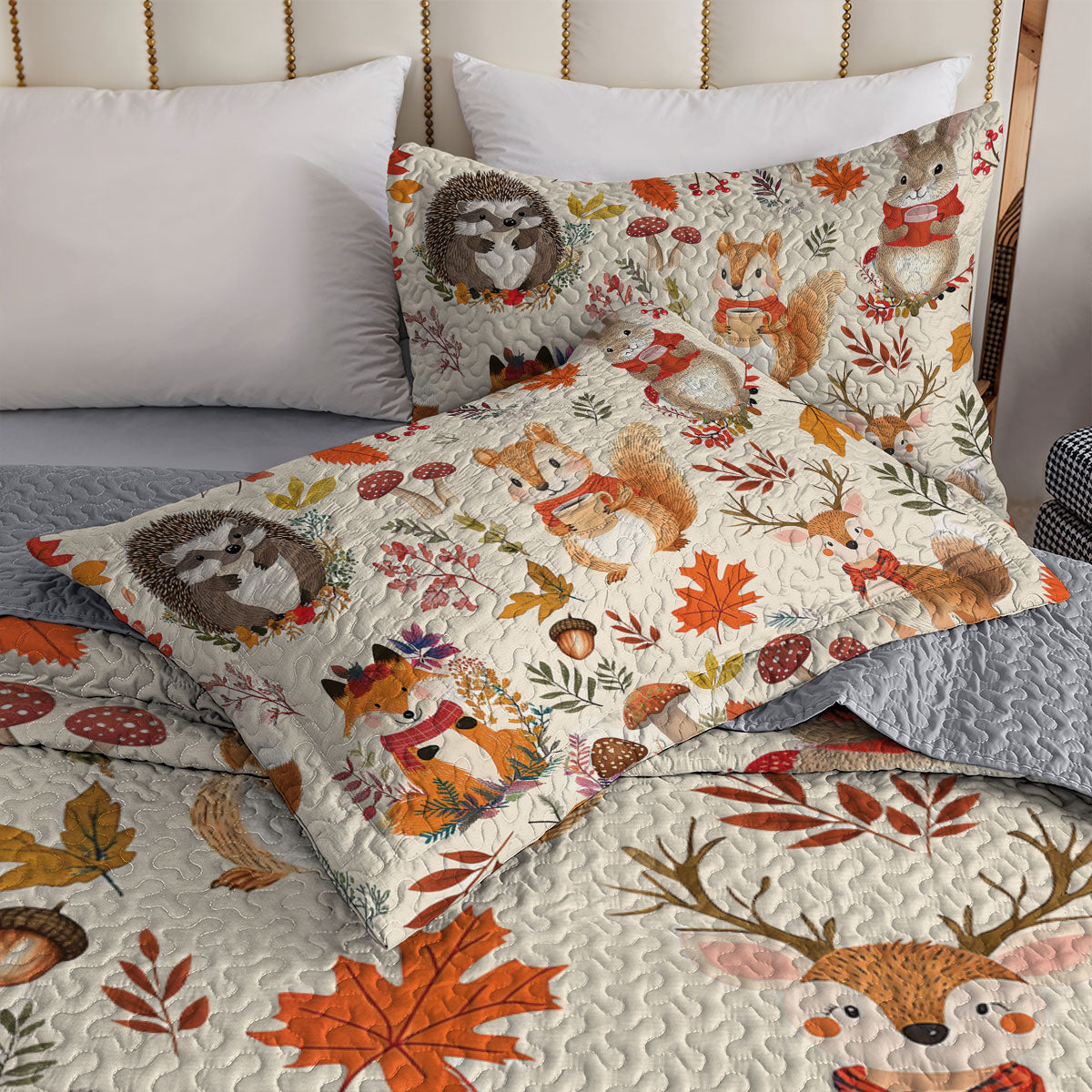 Shineful All Season Quilt 3-Piece Set Animal In Fall