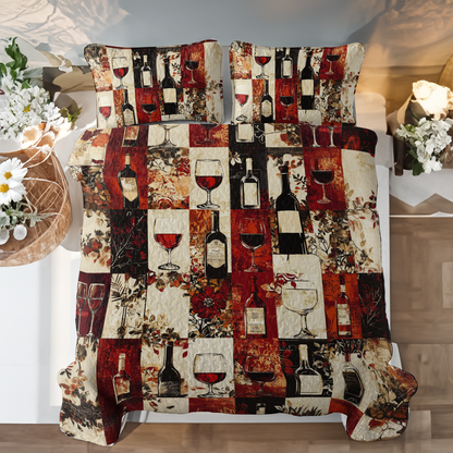 Shineful All Season Quilt 3-Piece Set Ethereal Wine
