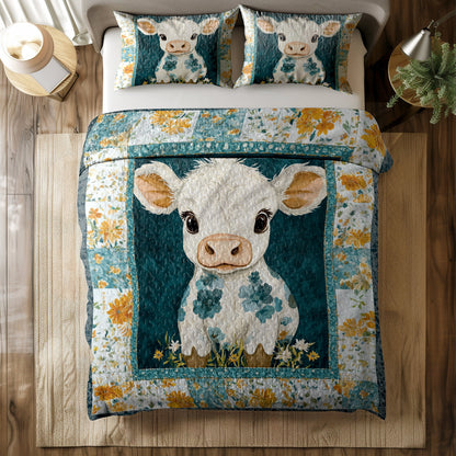 Shineful All Season Quilt 3-Piece Set Adorable Floral Calf