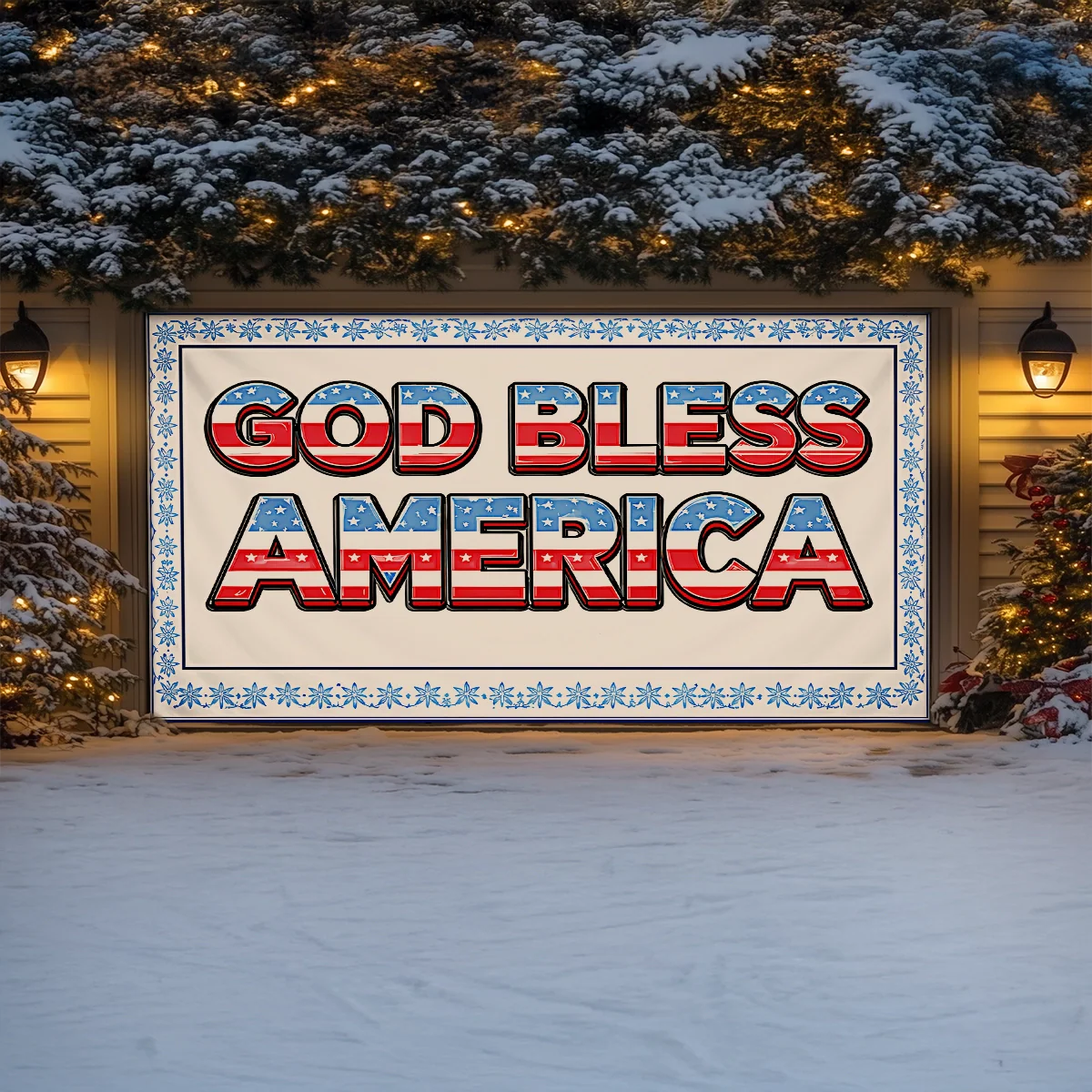 Shineful Garage Door Banner Decoration God Bless America