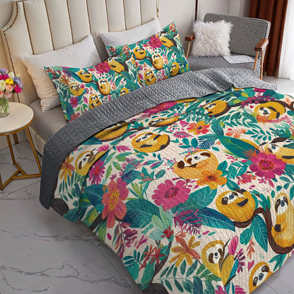Shineful All Season Quilt 3-Piece Set Sloth Funny