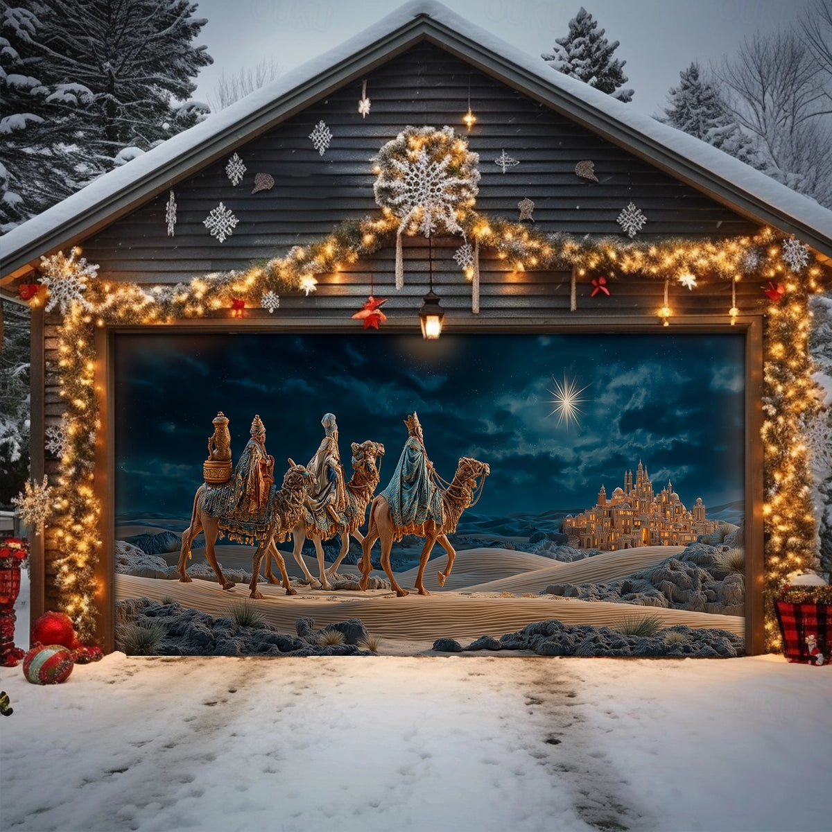 Shineful Garage Door Banner Decoration Star of Bethlehem Epiphany