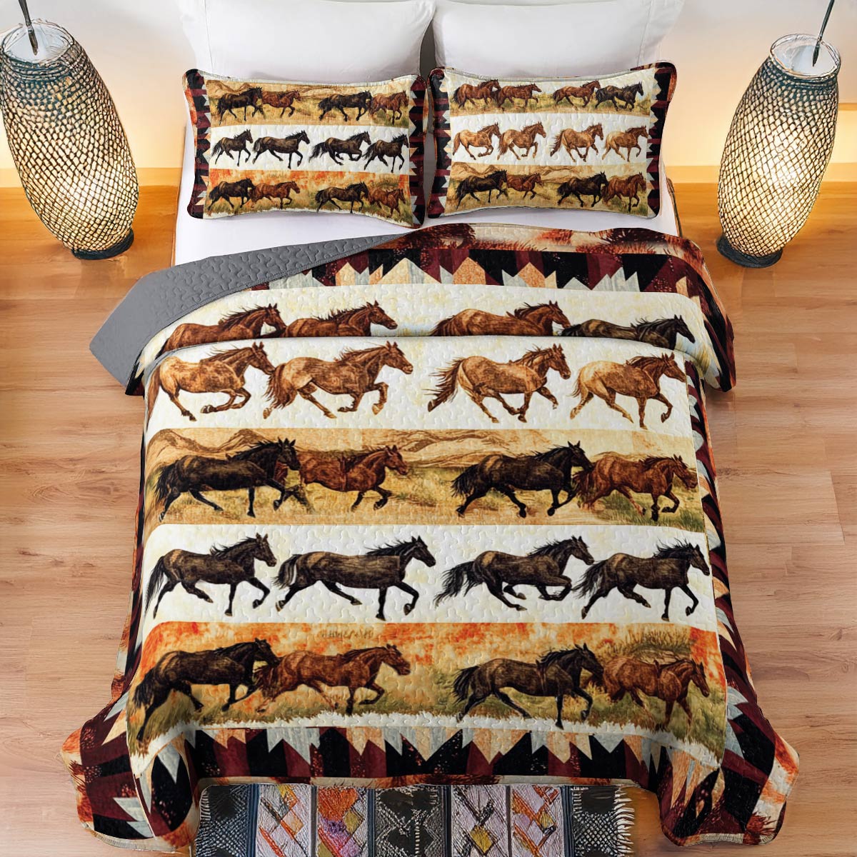 Shineful All Season Quilt 3-Piece Set Wild Horses