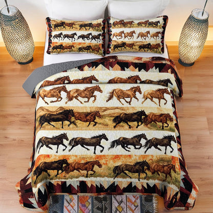 Shineful All Season Quilt 3-Piece Set Wild Horses