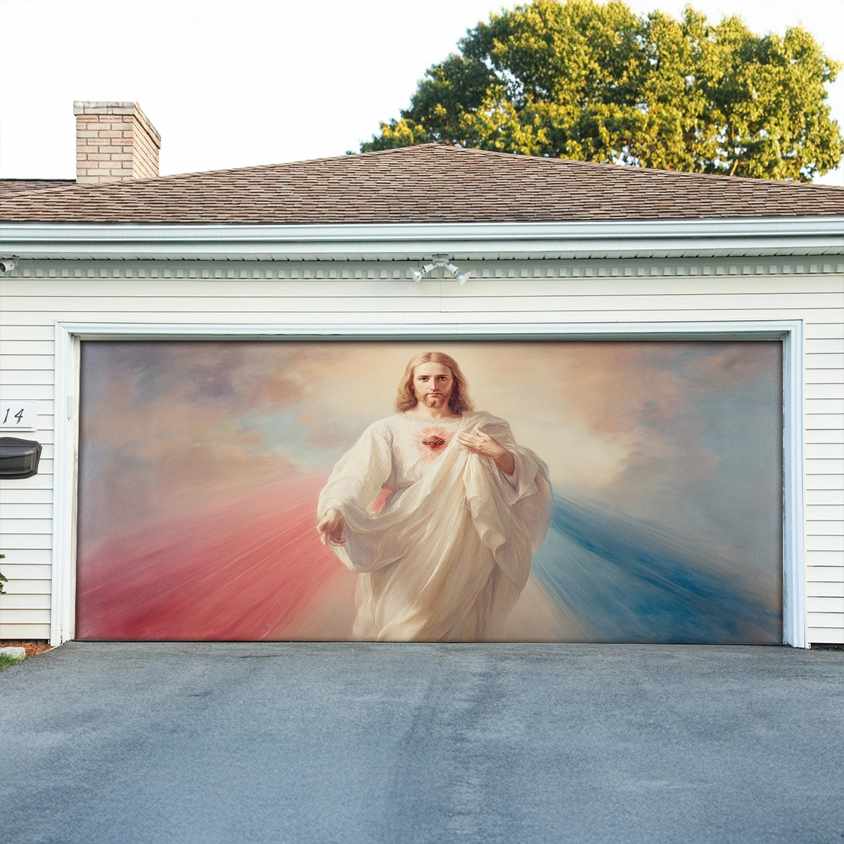 Shineful Garage Door Banner Decoration Divine Mercy Revealed