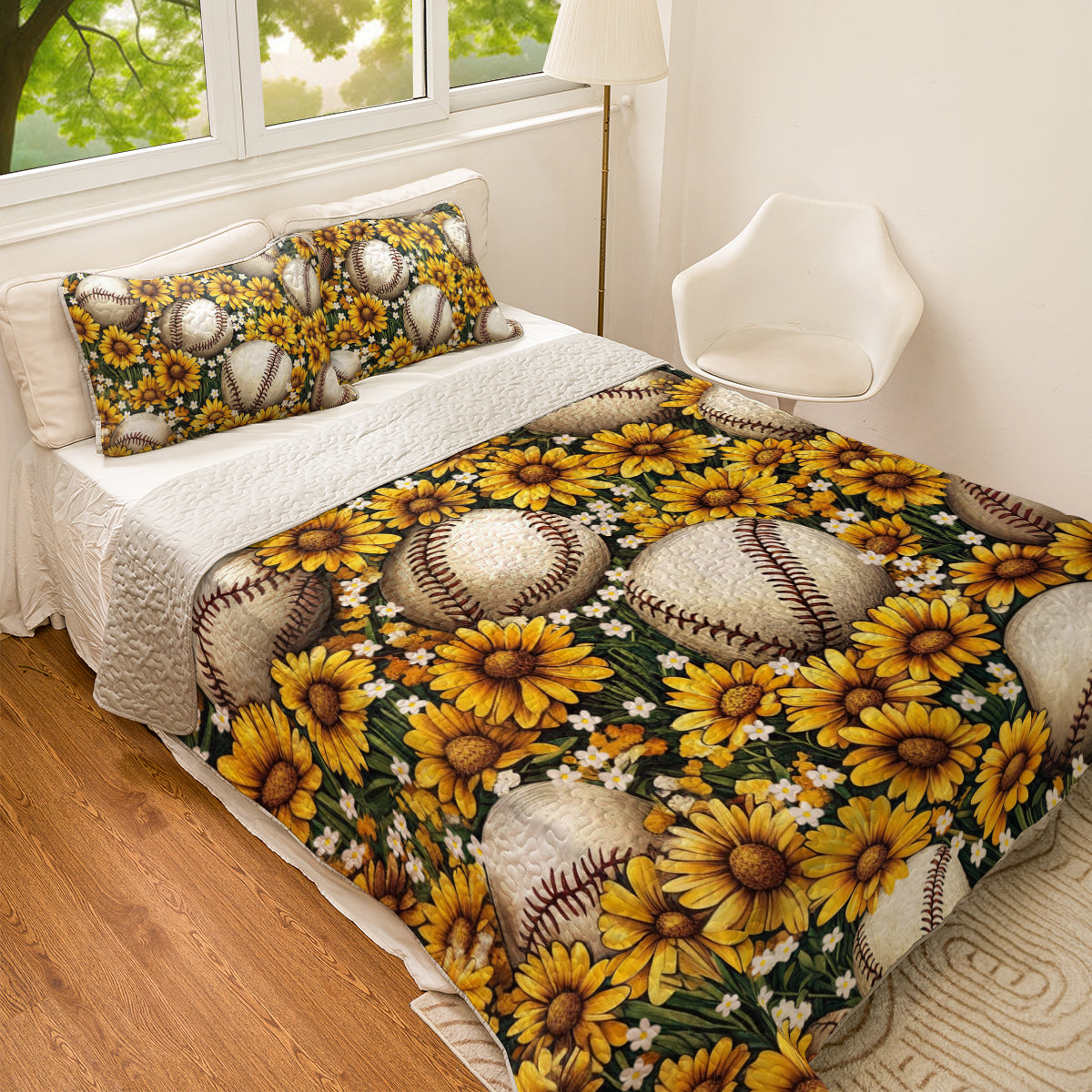 Shineful All Season Quilt 3-Piece Set Summertime Baseball