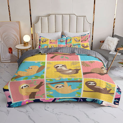 Shineful All Season Quilt 3-Piece Set Sloth Chill Out