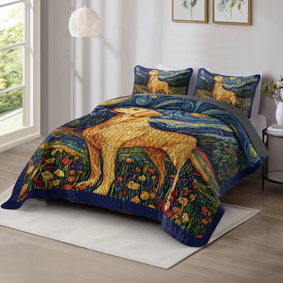 Shineful All Season Quilt 3-Piece Set - Wishing on a Star with My Labrador