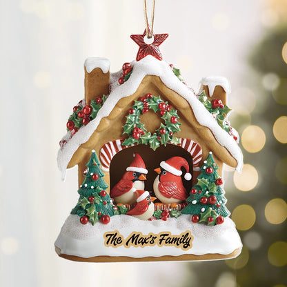 Shineful 2D Acrylic Ornament - Personalized Cardinal Christmas Cottage