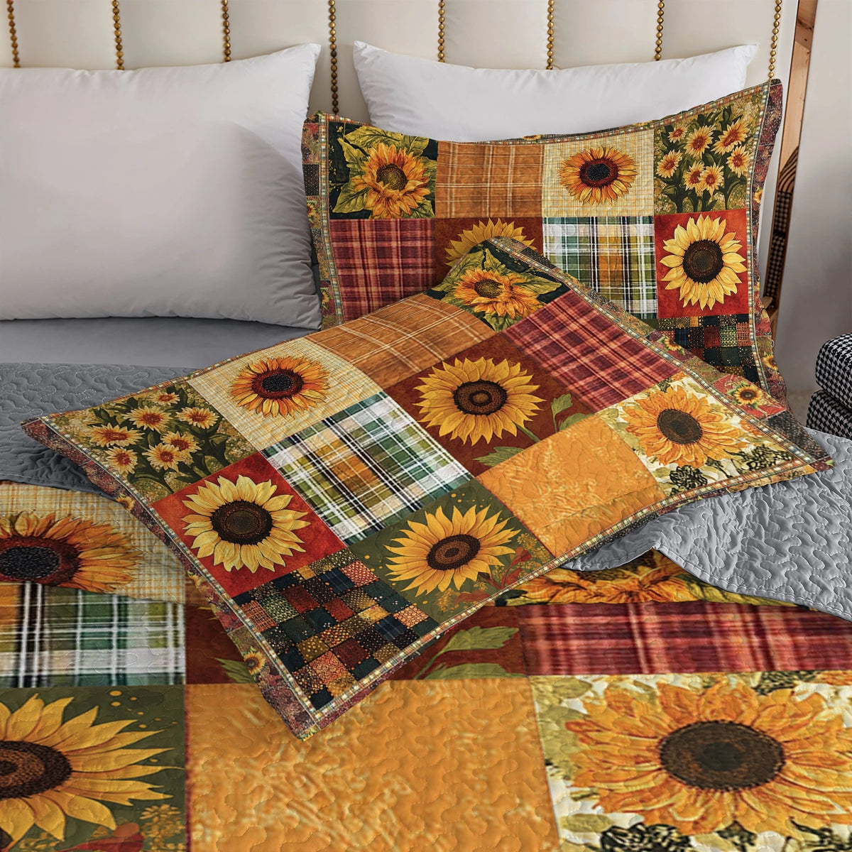 Shineful All Season Quilt 3-Piece Set - Sunflower Sunshine Patchwork Dreams