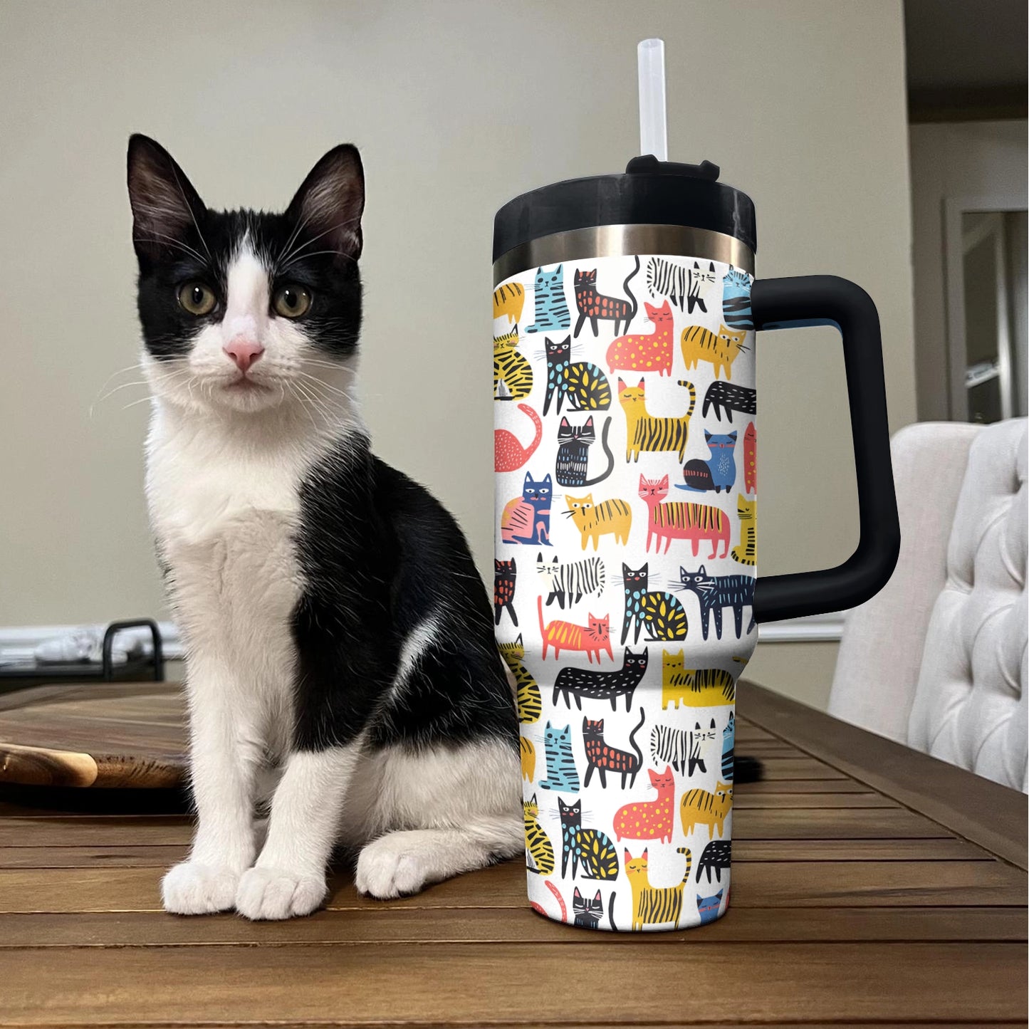 Shineful Tumbler Funny Cat Doodles