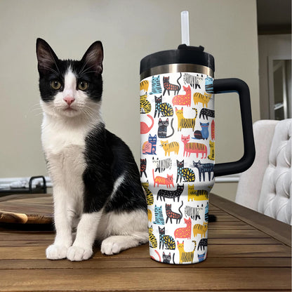 Shineful Tumbler Funny Cat Doodles