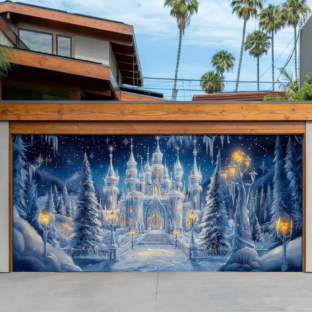 Shineful Garage Door Banner Decoration - Winter Wonderland Castle