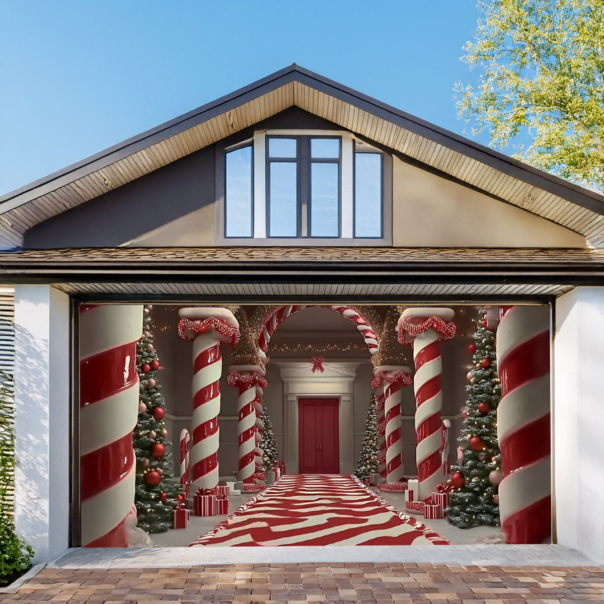 Shineful Garage Door Banner Decoration - Candy Cane Lane