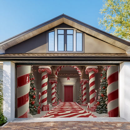 Shineful Garage Door Banner Decoration - Candy Cane Lane