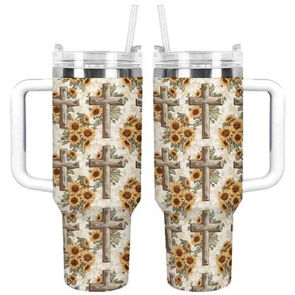 Shineful Tumbler Rustic Sunflower Cross