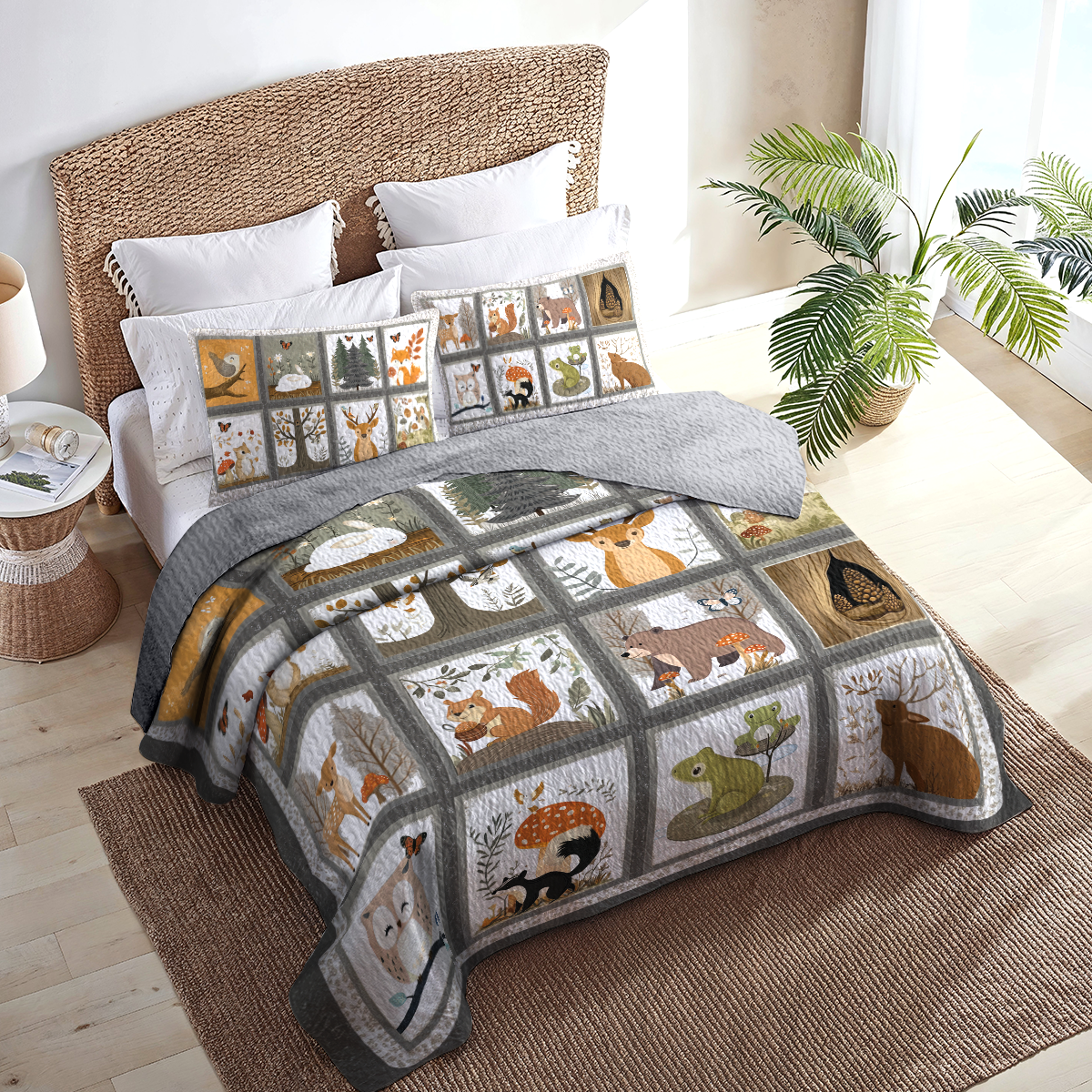 Shineful All Season Quilt 3-Piece Set Woodland Friends