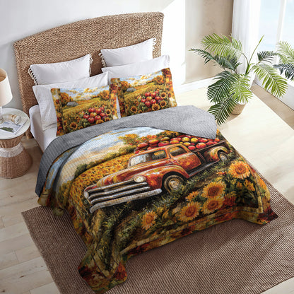 Shineful All Season Quilt 3-Piece Set Apple Harvest Truck