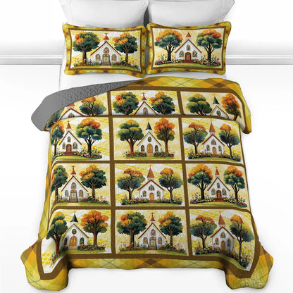 Shineful All Season Quilt 3-Piece Set - God Autumn Church Retreat
