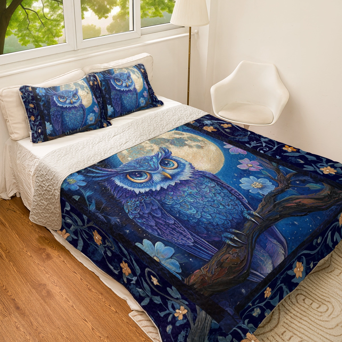 Shineful All Season Quilt 3-Piece Set Midnight Majesty Owl