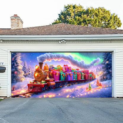 Shineful Garage Door Banner Decoration Festive Train Journey