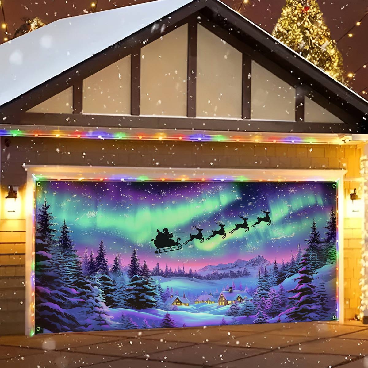 Shineful Garage Door Banner Decoration Aurora's Holiday Journey