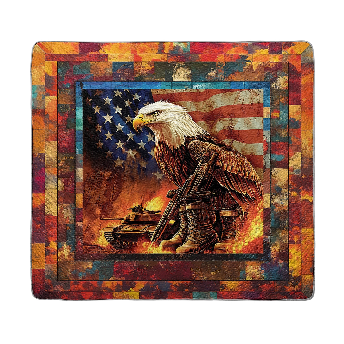 Shineful All Season Quilt 3-Piece Set - Patriotic Veteran's Eagle