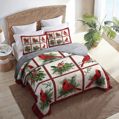 Shineful All Season Quilt 3-Piece Set Cardinal Christmas