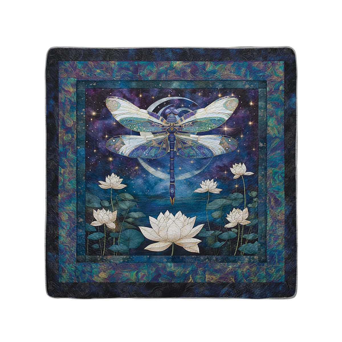 Shineful All Season Quilt 3-Piece Set  Celestial Dragonfly And Lotus