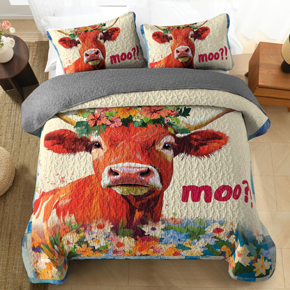 Shineful All Season Quilt 3-Piece Set - Moo-ment of Surprise Cow