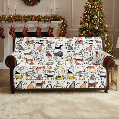 Shineful Sofa Cover Set Whimsical Christmas Cats