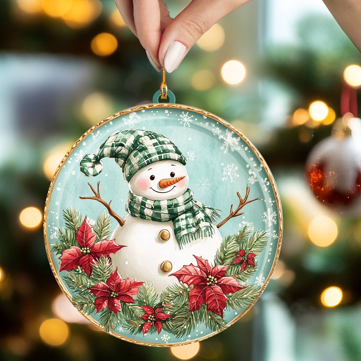 Shineful 2D Acrylic Ornament Frosty Plaid Snowman