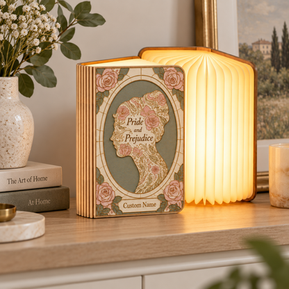 Shineful Price And Prejudice Wooden Book Lamp