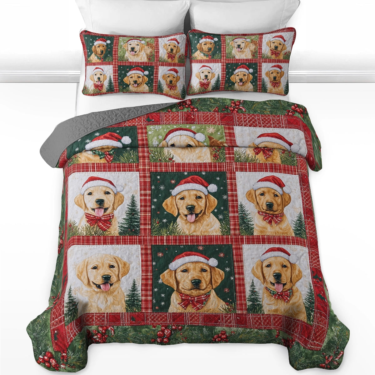 Shineful All Season Quilt 3-Piece Set - Labrador's Christmas Dream