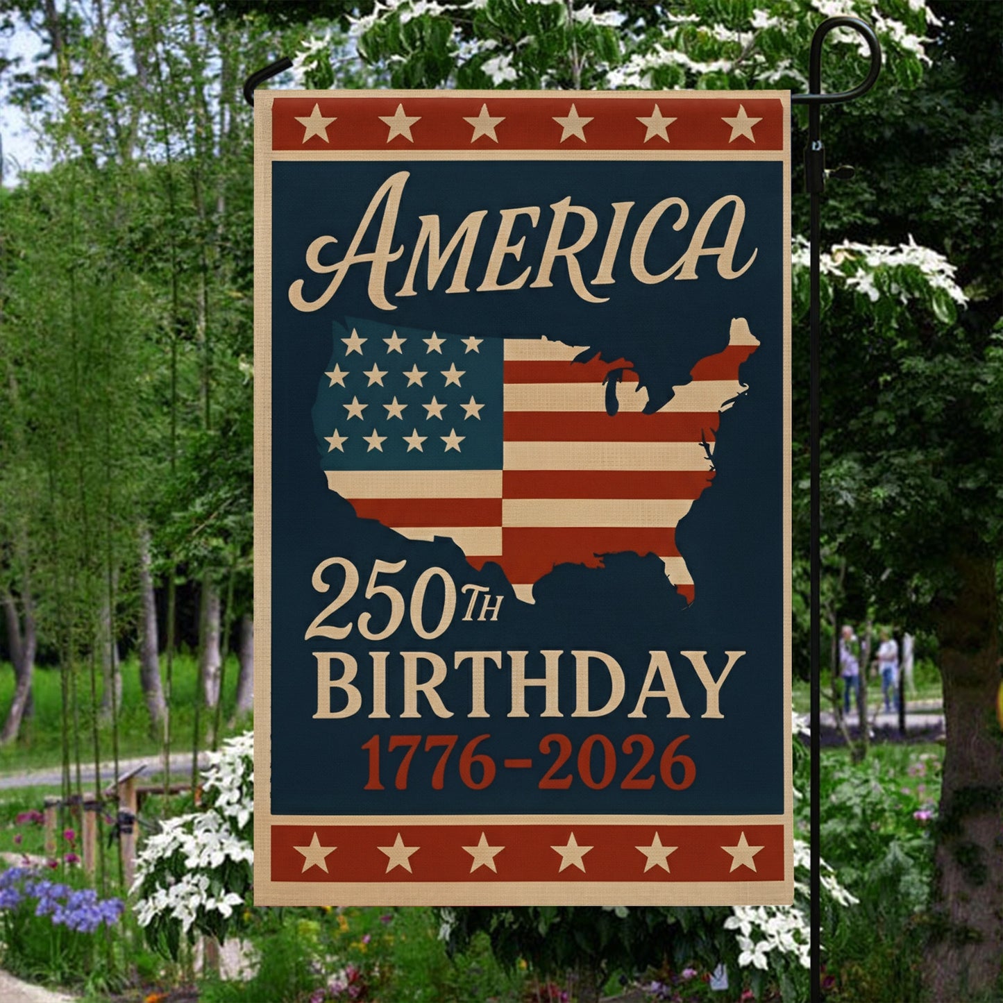 Shineful Gargen Flag 12" x 18" - Celebrating 250 Years of America