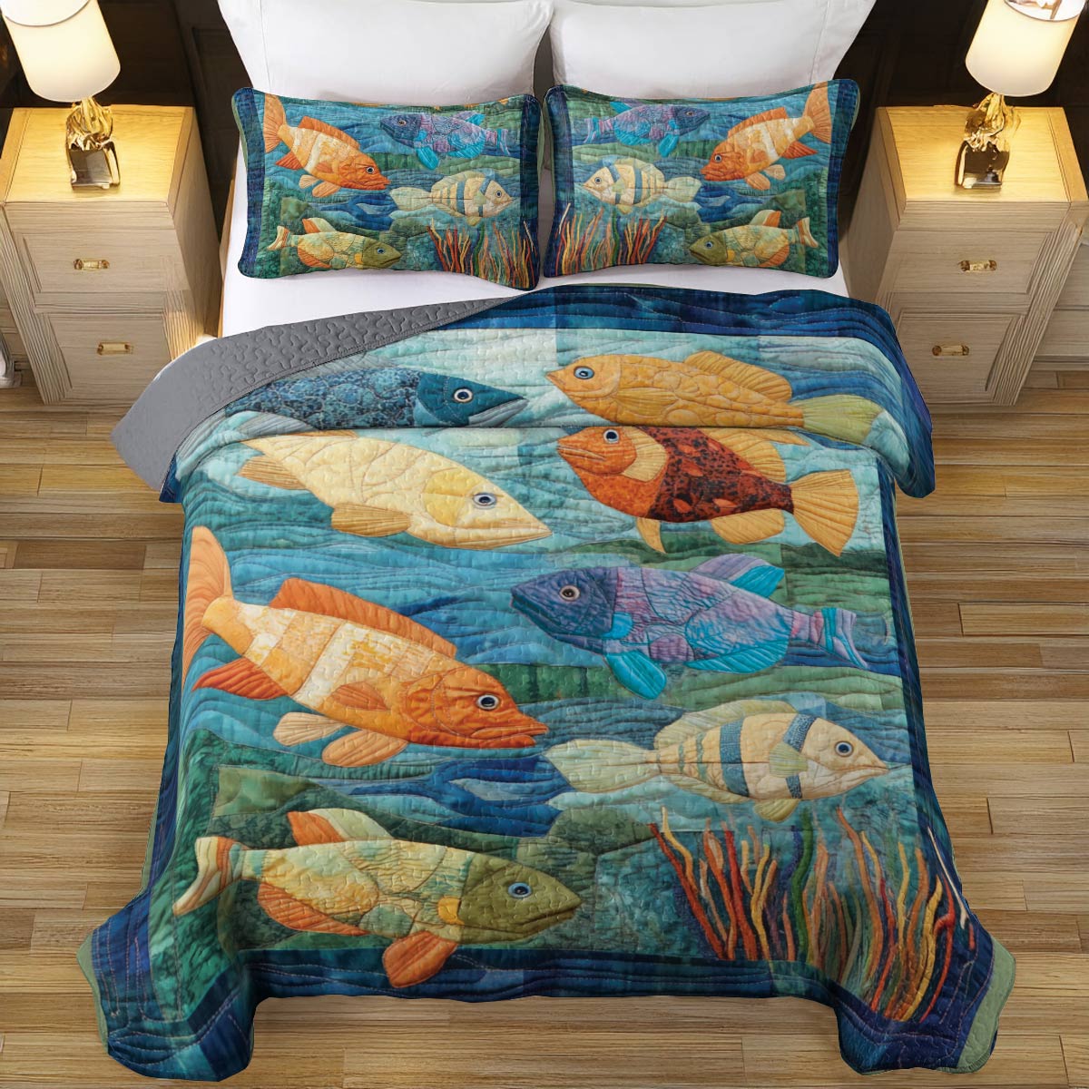Shineful All Season Quilt 3-Piece Set Sea Life