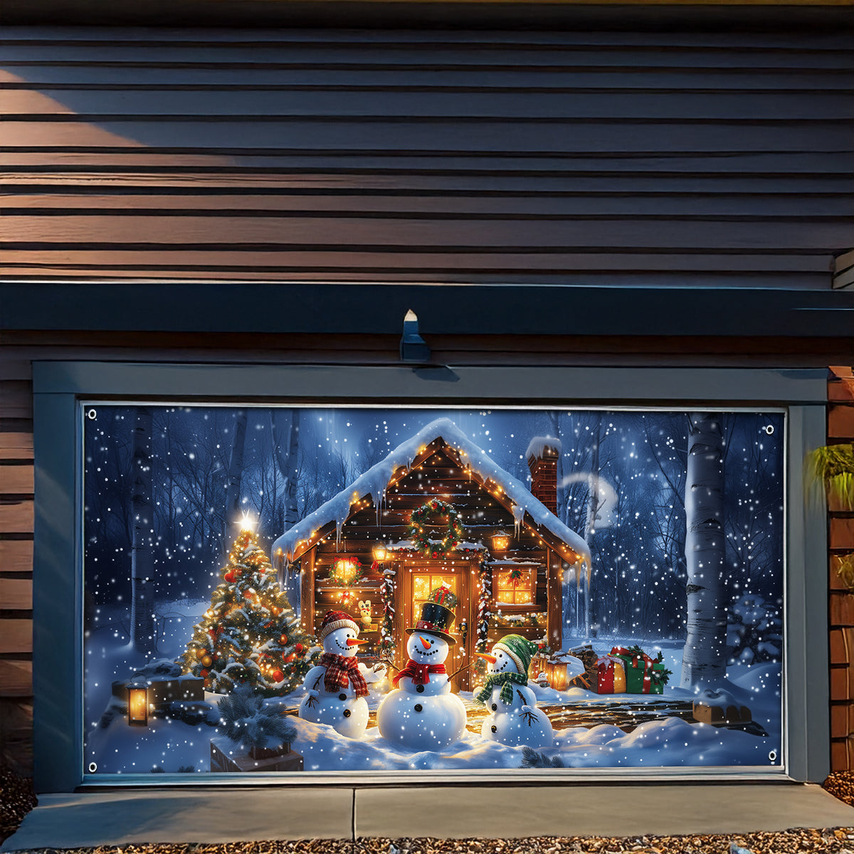 Shineful Garage Door Banner Decoration - Enchanted Winter Wonderland Snowman
