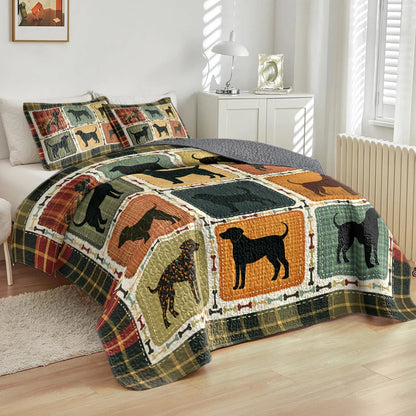 Shineful All Season Quilt 3-Piece Set Rottweiler Silhouette Cozy