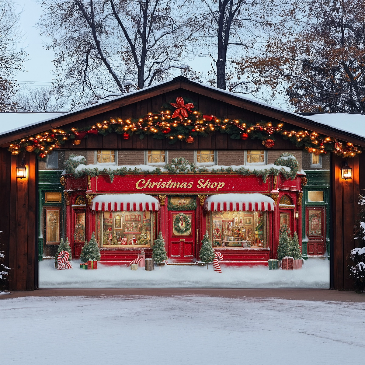 Shineful Garage Door Banner Decoration Christmas Shoppe Wonderland