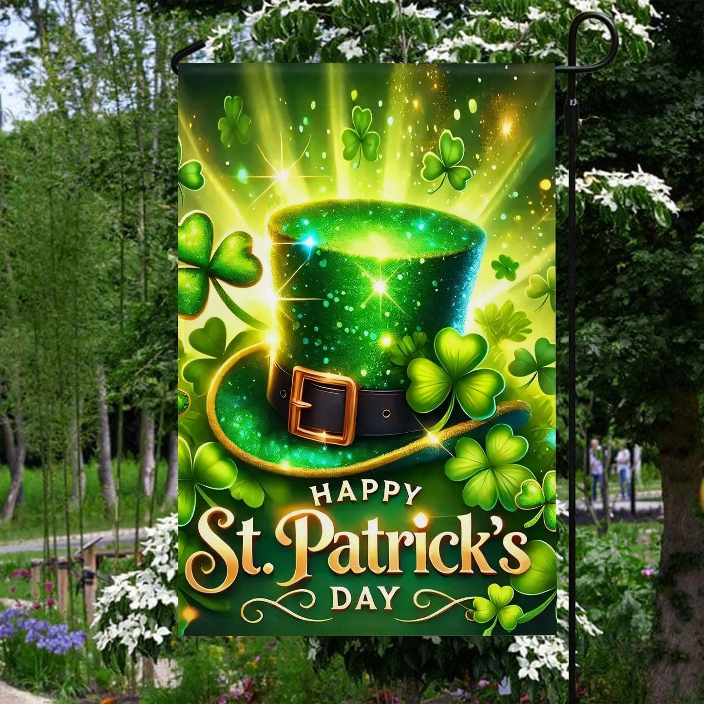 Shineful Gargen Flag 12" x 18" - Lucky Green Glow