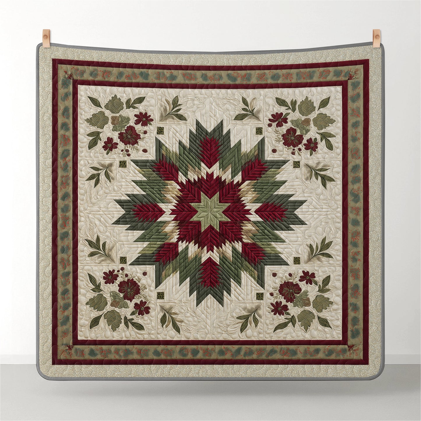 Shineful All Season Quilt 3-Piece Set Evergreen Star Bloom