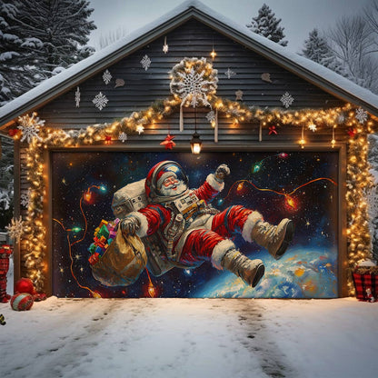 Shineful Garage Door Banner Decoration - Santa In Space