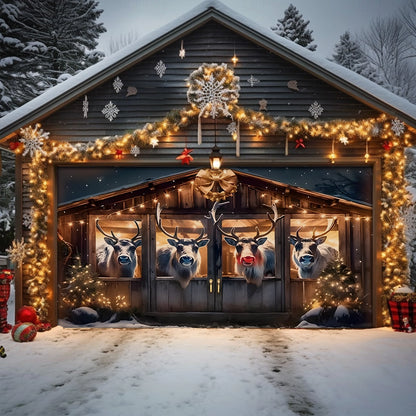 Shineful Garage Door Banner Decoration Reindeer Retreat Holiday Charm