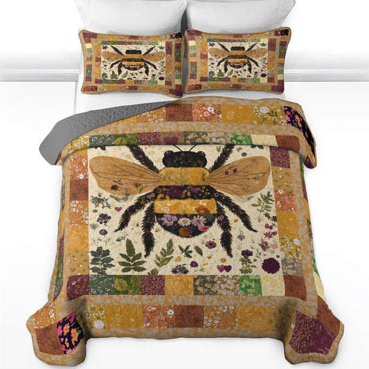 Shineful All Season Quilt 3-Piece Set Bee In Flowers