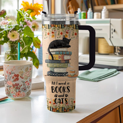 Shineful Tumbler Books and Cat