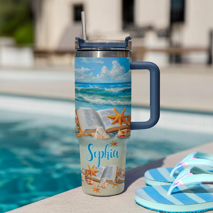 Shineful Tumbler Personalized Book Beach