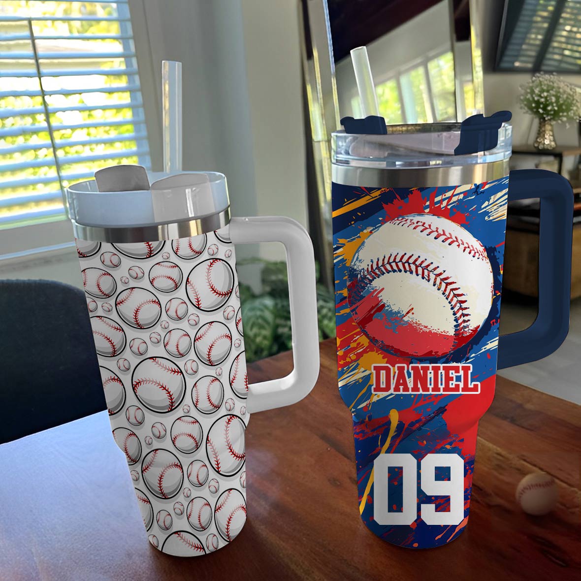 Shineful Personalized Tumbler Baseball Splashing