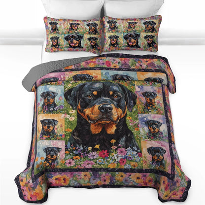 Shineful All Season Quilt 3-Piece Set - Rottie In The Garden