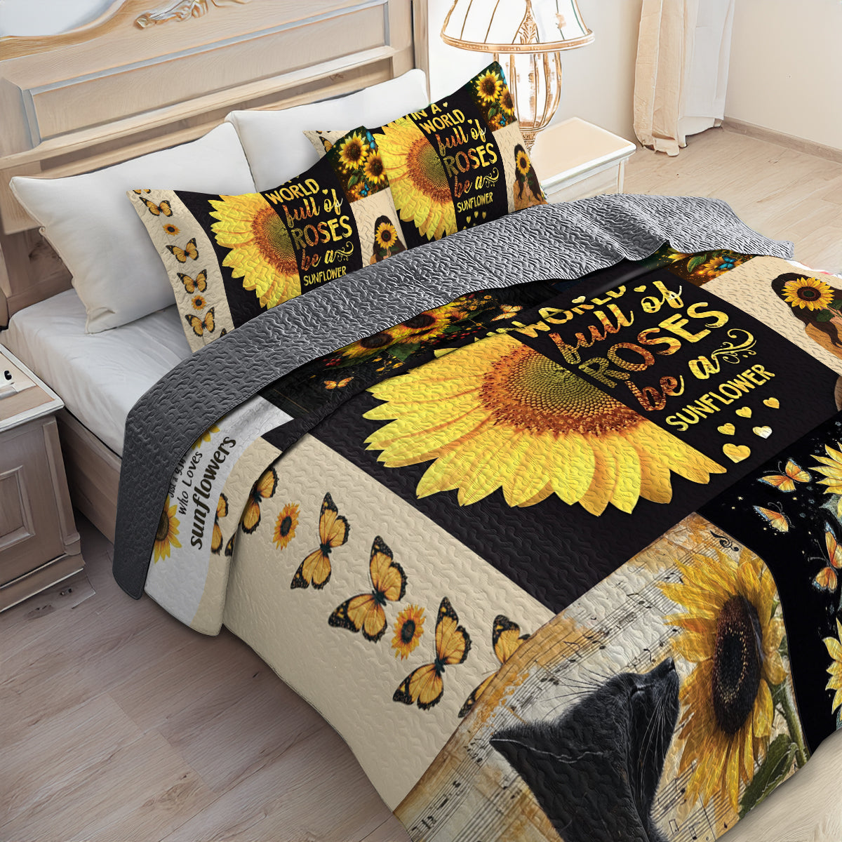 Shineful All Season Quilt 3-Piece Set Sunflower Memories